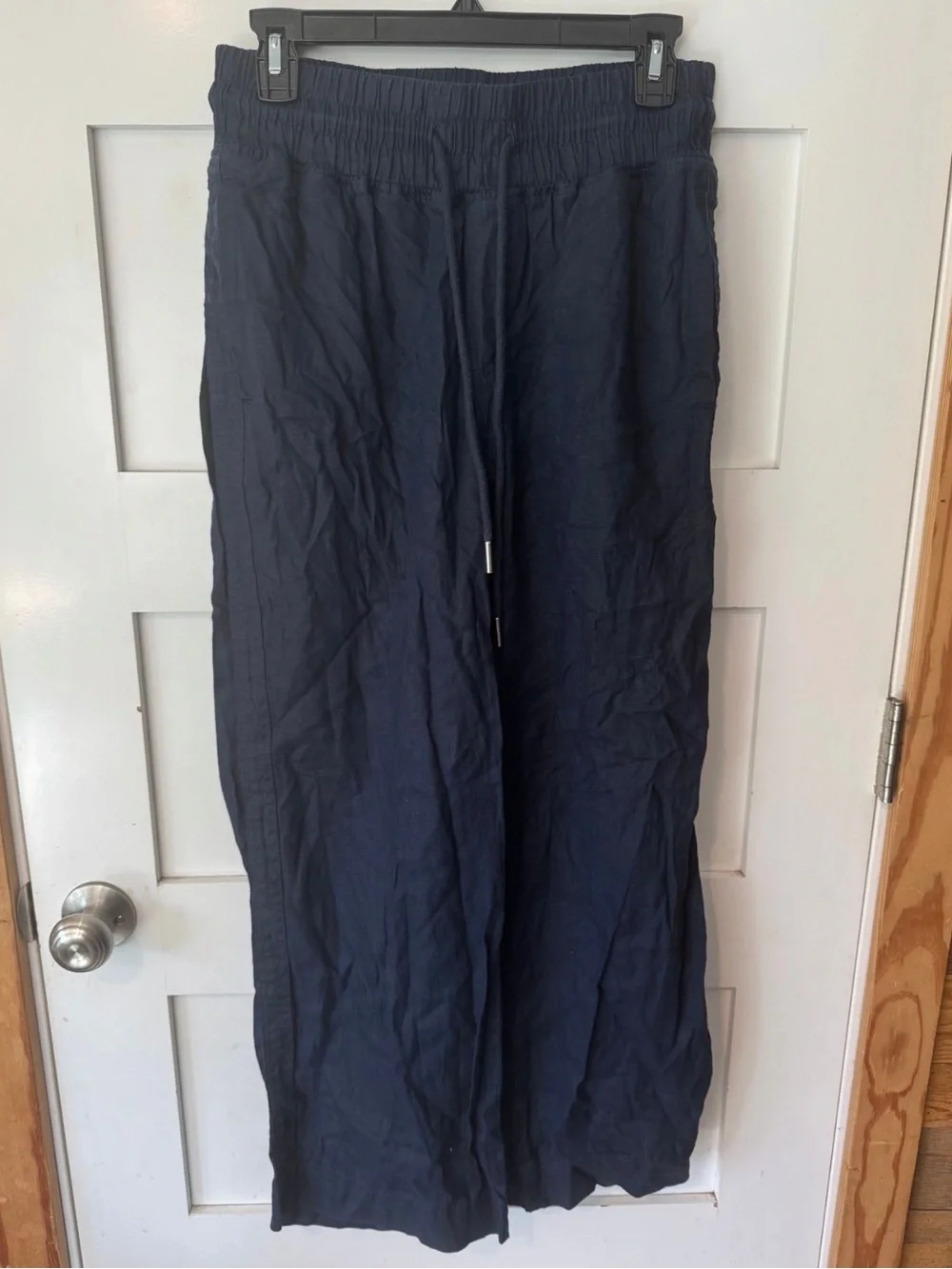 Quince 100% European Linen Wide Leg Drawstring Pants Deep Navy Size Medium